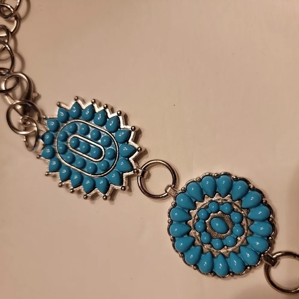 Faux Turquoise Zuni Disk Belt - Picture 4 of 5